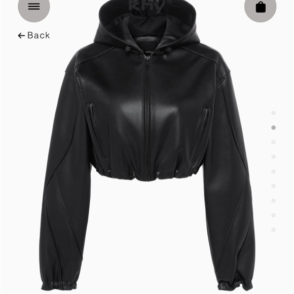 Sleek Black Leather Hooded Jacket for Women - Picture 1 of 3